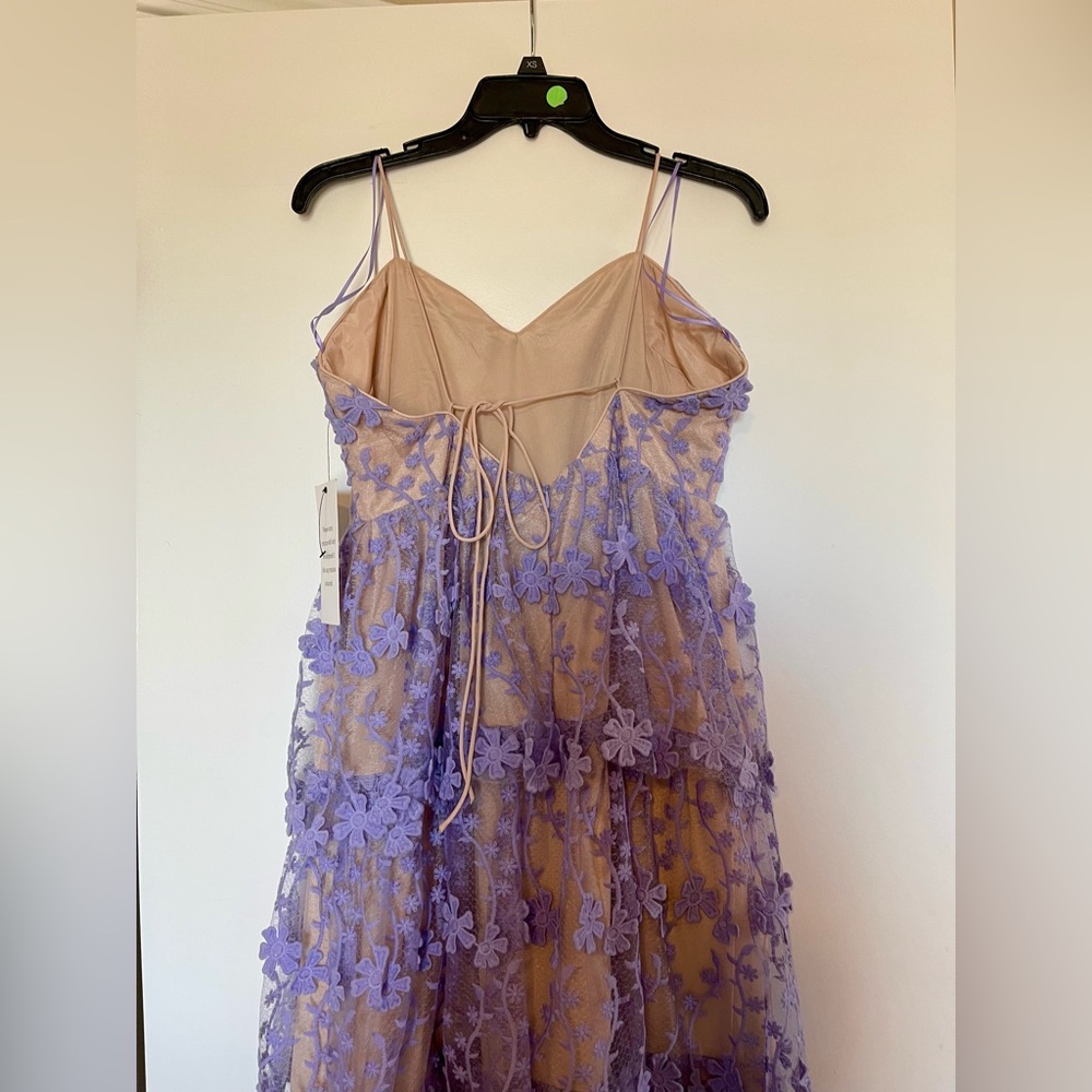 Endless Rose Lavender Floral Embroidered Tiered Lace Midi Dress - Picture 15 of 15